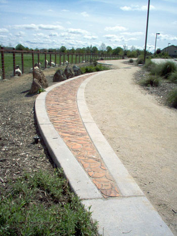 Mace Park pathway made from handmade tiles.