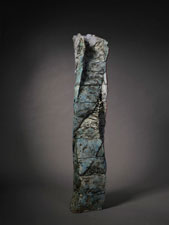 Blue Ribbed Ceramic Sculpture