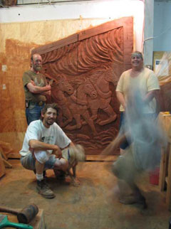 Large tile panel with participants on the project.
